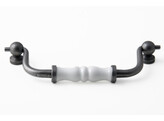 PENDANT TEINTE FER / PORCELAINE BLANC 128mm